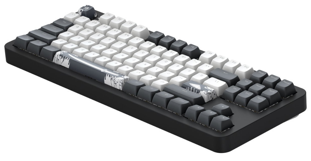 DARK PROJECT Alu Bushido 366 mm szerokości 141 mm głębokości 45 mm wysokości Gumowe nóżki - klawiatura od boku na białym tle