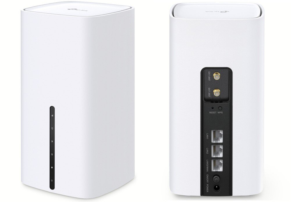 Router TP-LINK Archer NX210 5G Router w białym opakowaniu z oznaczeniem 5G oraz Wi-Fi 6, obok sam router o minimalistycznym designie, funkcje, rozwiązania, VPN