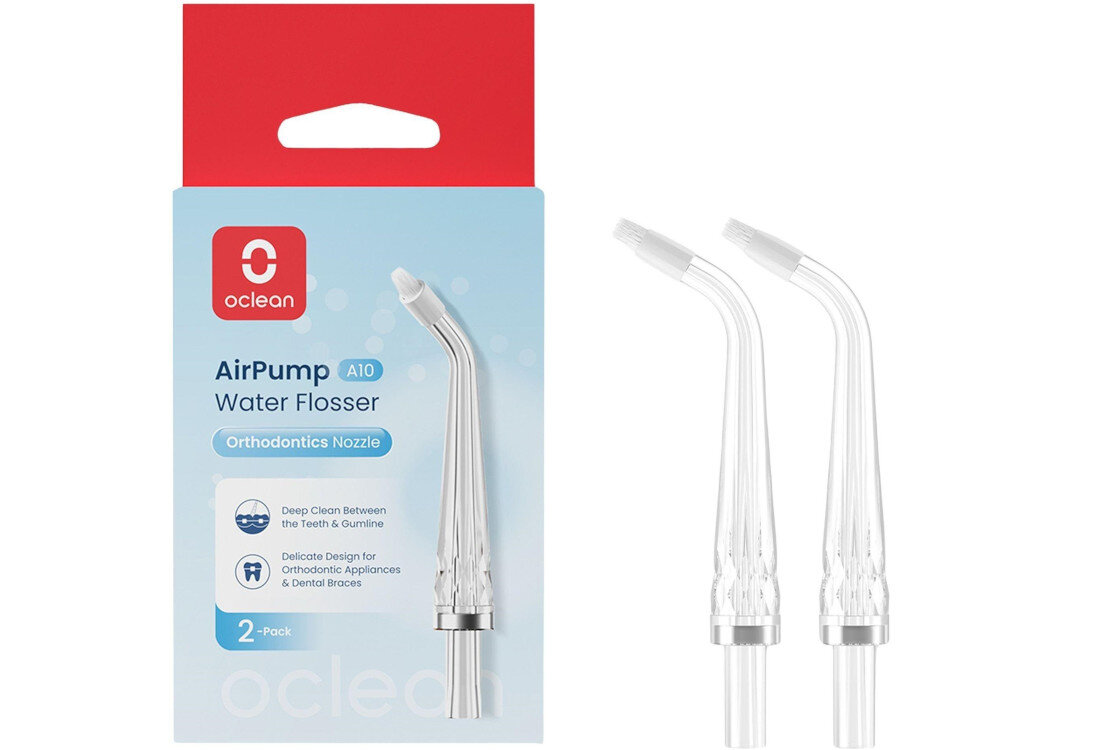 Oryginalna końcówka do irygatora OCLEAN A10 (2 szt.) (Dokładna higiena jamy ustnej) wygląd design prezentacja wizualizacja Codzienna higiena