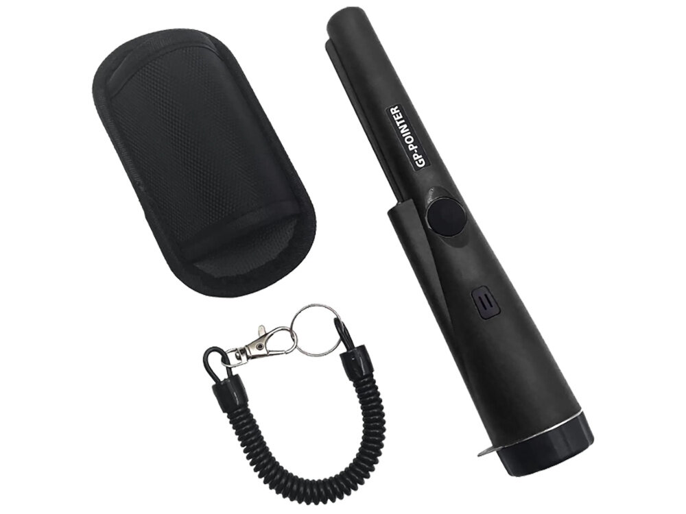 Wykrywacz metalu EXTRALINK GP-Pointer SA-980 Czarny zestaw na białym tle w zestawie wykrywacz kabura mocowanie z karabińczykiem dokumentacja