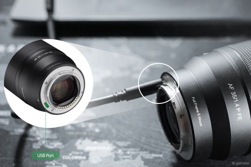SAMYANG AF 35 mm f-1.4 P FE port USB aktualizacja firmware regulacja AF MF wygodna konfiguracja