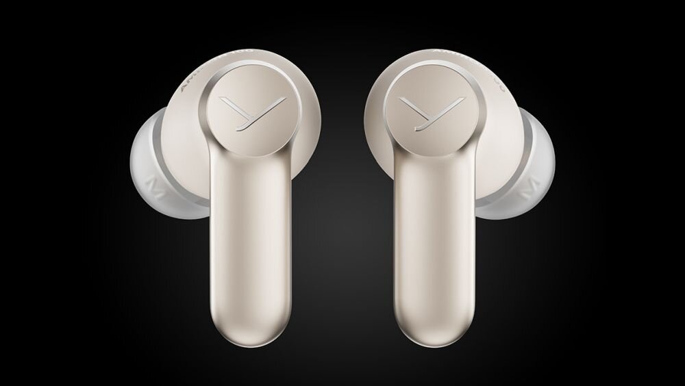 Słuchawki dokanałowe beyerdynamic Amiron 100 ANC Kremowy obie słuchawki na czarnym tle anc brzmienie