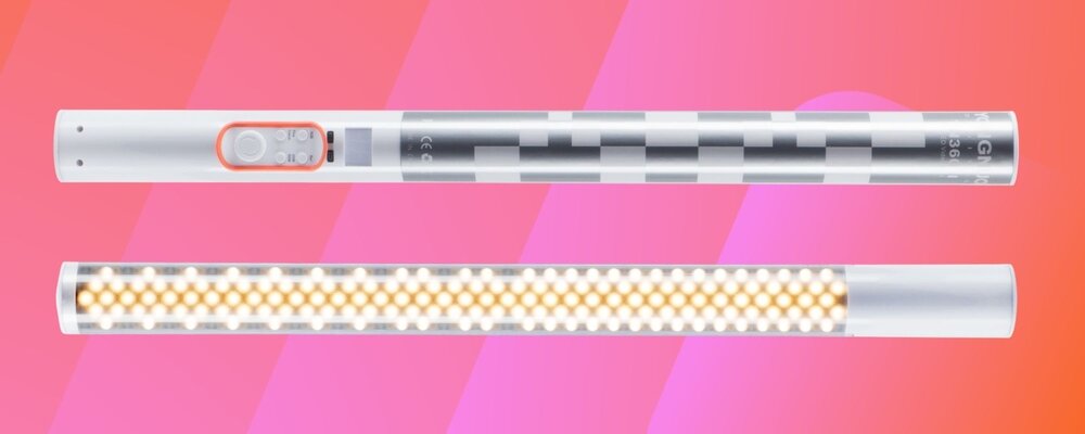 Lampa LED Yongnuo YN360 II - RGB, WB (3200 K - 5600 K) zaprezentowana w dwóch rzutach od przodu i od tyłu w poziomie