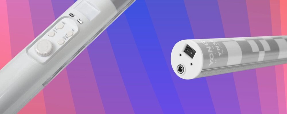 Lampa LED Yongnuo YN360 II - RGB, WB (3200 K - 5600 K) zbliżenie na włącznik oraz na pokrętła i przyciski