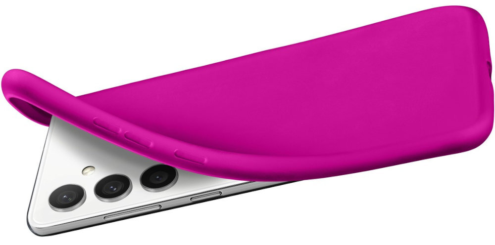Etui CELLULARLINE Chroma w różowym kolorze na telefonie Samsung z odsłoniętym rogiem
