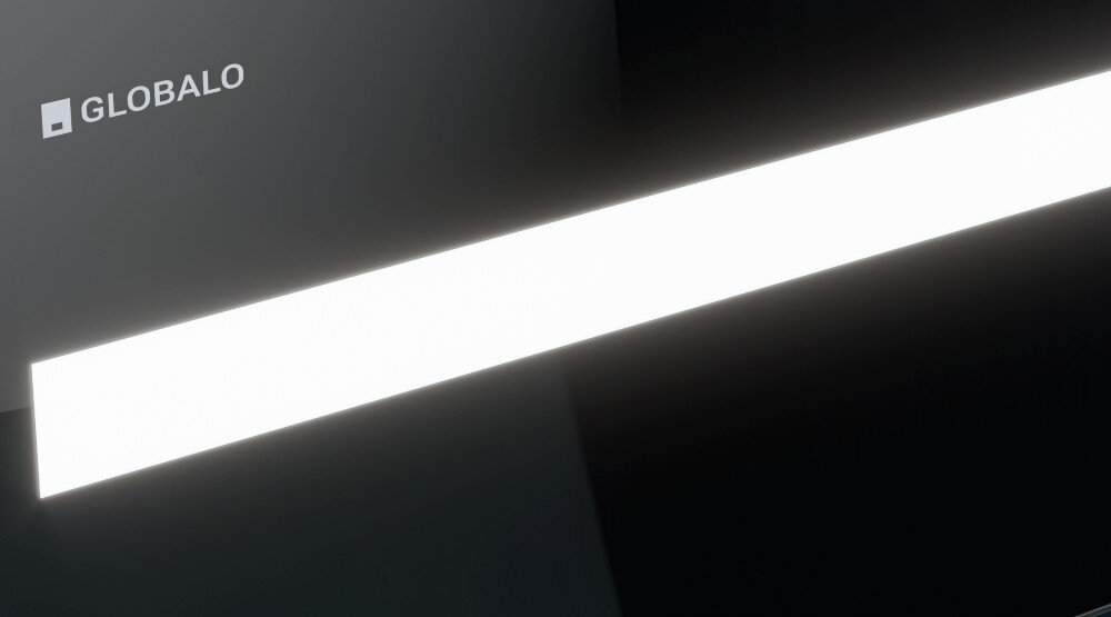 OKAP GLOBALO SAREDO 60.1 CZARNY + TURBINA TW 2.1 ZEWNĘTRZNY SILNIK Obraz ukazuje fragment czarnego frontu okapu GLOBALO z widocznym logotypem po lewej stronie. Delikatna odbijająca światło powierzchnia nadaje urządzeniu elegancki wygląd oświetlenie LED energooszczędność niski pobór prądu oświetlenie kuchni oszczędność energii 5 W