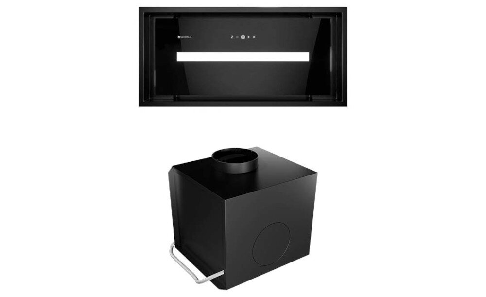 OKAP GLOBALO SAREDO 60.1 CZARNY + TURBINA TW 2.1 ZEWNĘTRZNY SILNIK Obraz ukazuje czarny okap GLOBALO zestawiony z czarnym modułem filtracyjnym do pracy w trybie recyrkulacji. Elementy ustawione są jeden nad drugim na carnym tle, tworząc pełny zestaw instalacyjny pochłanianie szczelinowe skuteczna wentylacja usuwanie zapachów szybkie oczyszczanie powietrza