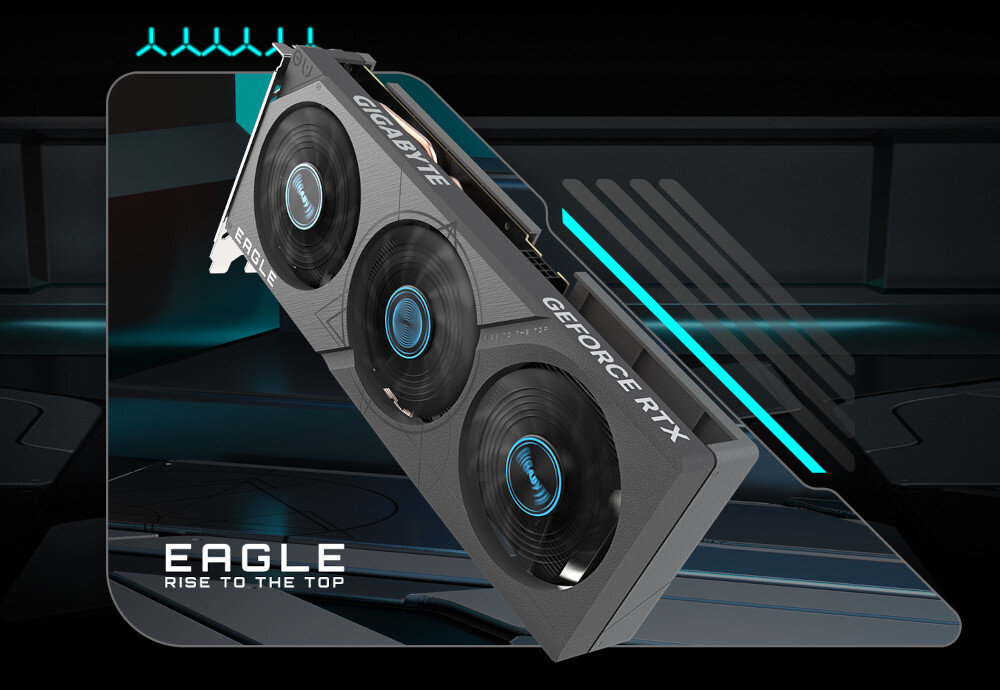 Komputer MAD DOG GeForce RTX4060 CS2 Reflex Edition BQ500FX-I11WR32WH karta graficzna GIGABYTE na futurystycznym tle, z napisem gaming na dole architektura wydajność układ graficzny