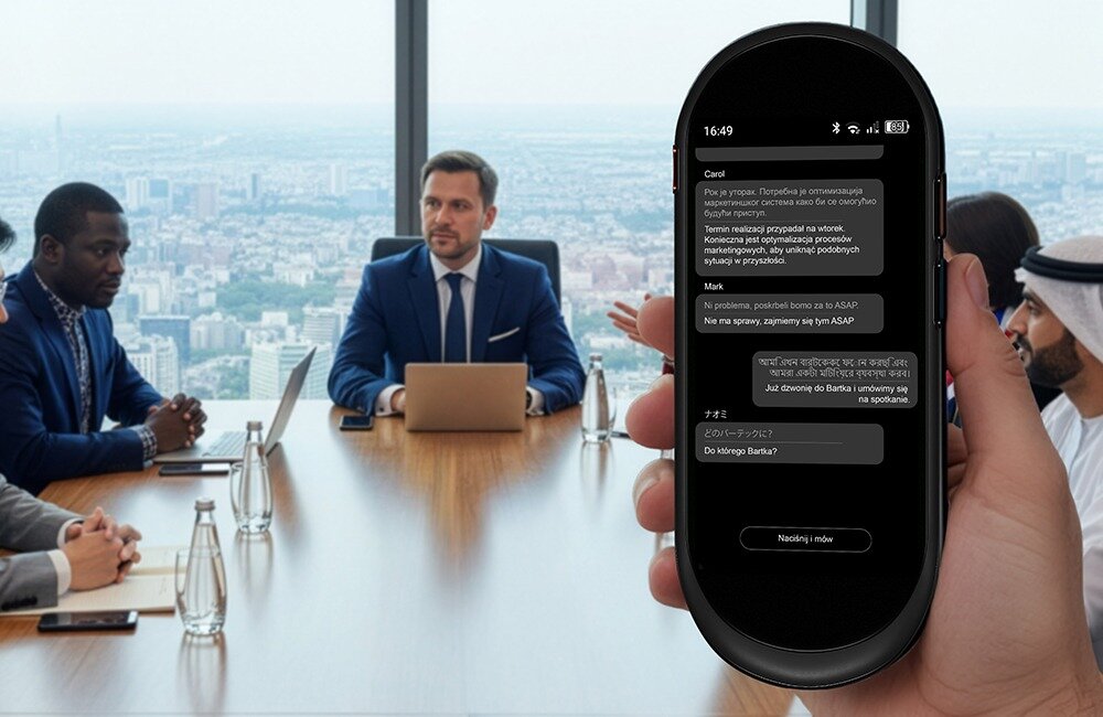 Translator AI MAXCOM mTalk MT100 tłumaczenie rozmów wielu użytkowników jednocześnie 