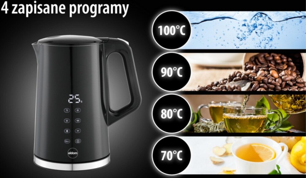 Czajnik elektryczny ELDOM C540 Jetty Czarny zdjęcie lifestyle 4 zapisane programy
