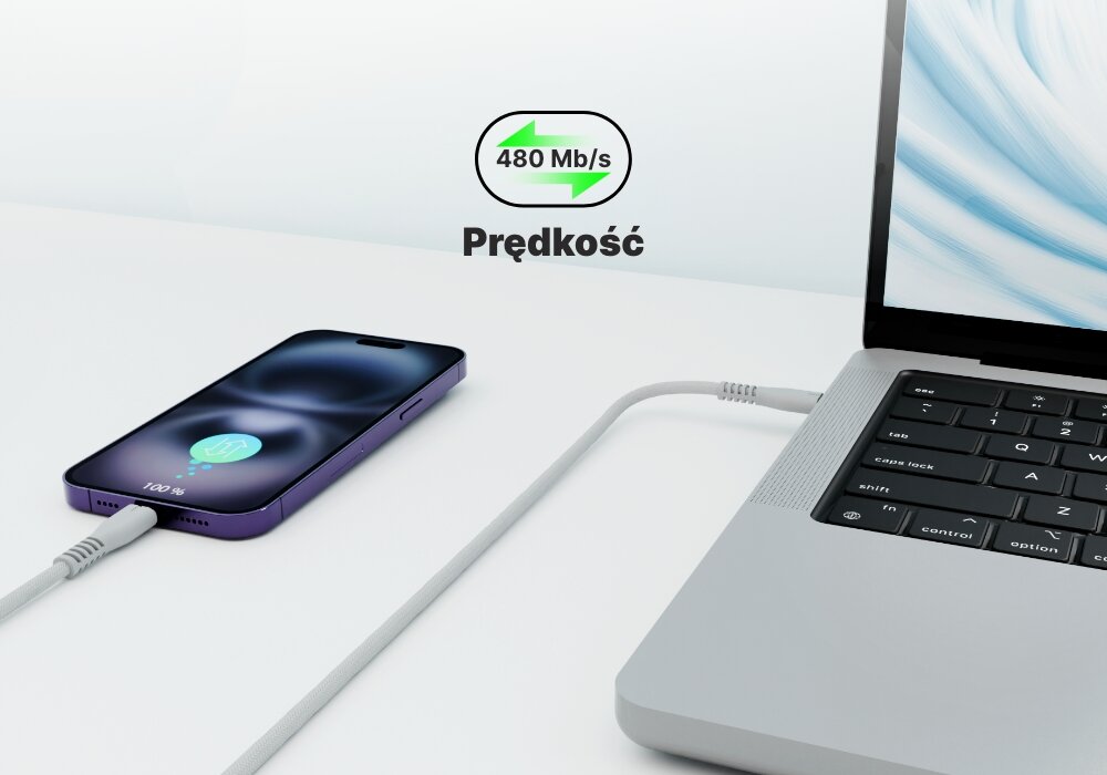 Kabel USB-C QUALO przesyła z laptopa na smartfon