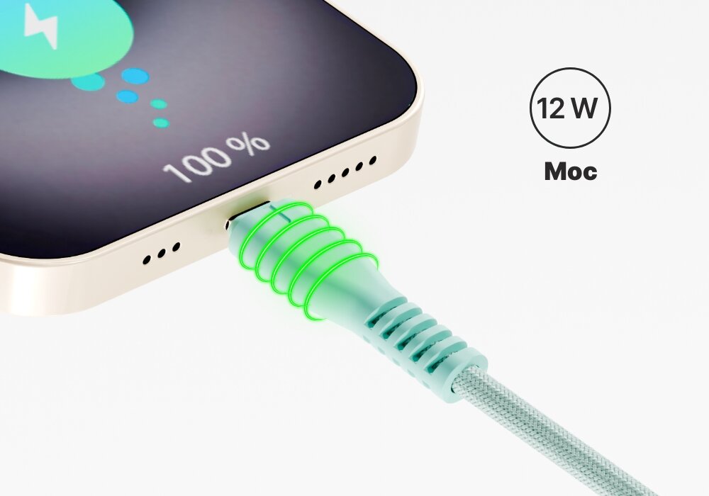 Kabel USB-C QUALO podłączony do smartfona