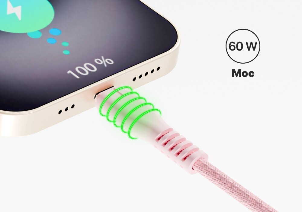 Kabel USB-C QUALO podłączony do smartfona