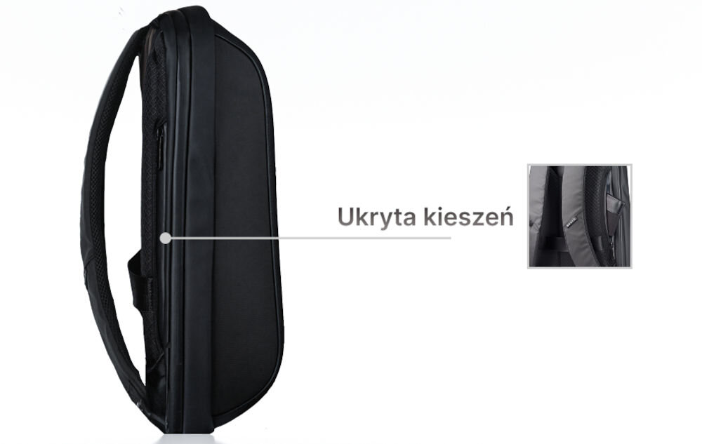 Plecak sztywny wodoodporny QUALO Ultimate QPS-W-BZ-01 15,6 Czarny ukryta bezpieczna kieszeń na portfel dokumnety telefon