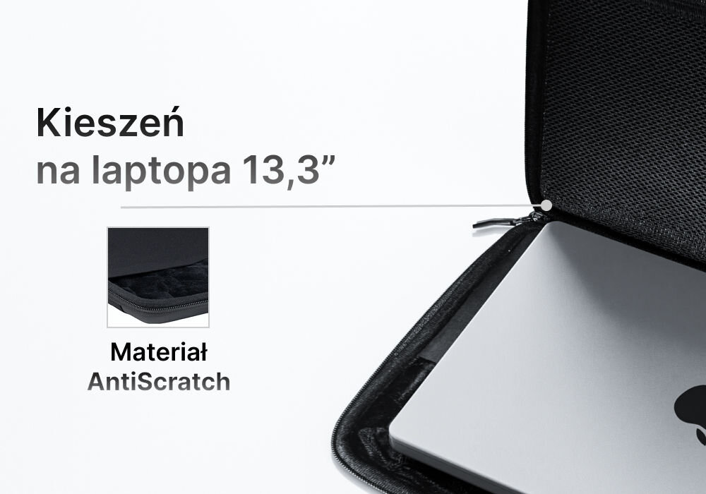 Pokrowiec na laptopa QUALO QPL-SU-01 usztywniany z uchwytem 13,3 Czarny kieszeń na laptopa 13,3 materiał antiscratch
