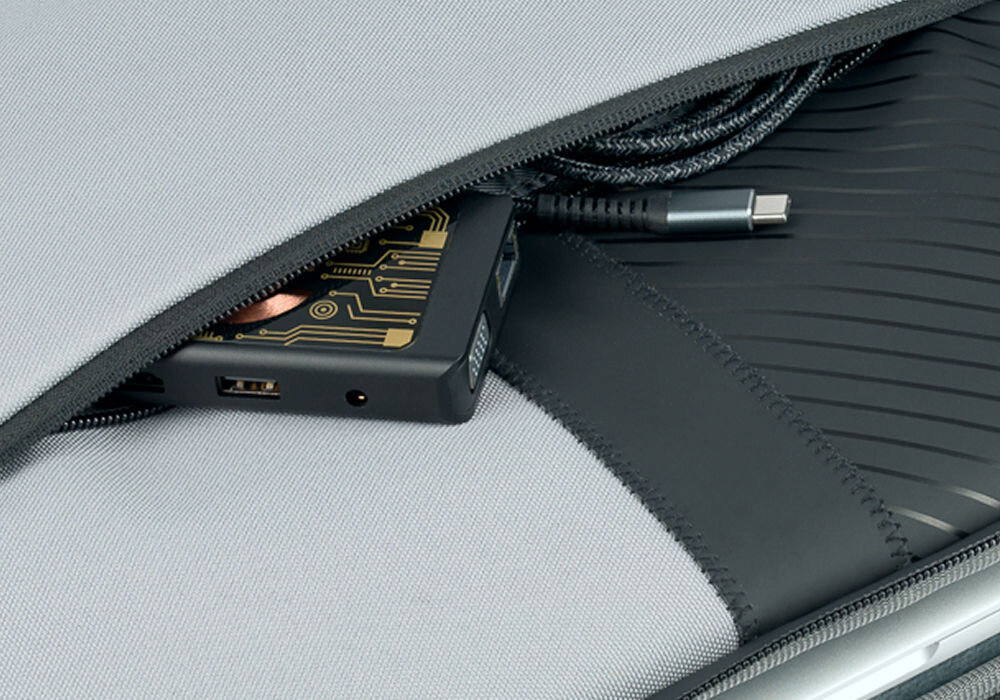 Pokrowiec  na laptopa QUALO QPL-13-07 13,3 Szary pokazana kieszeń zamykana na zamek na akcesoria