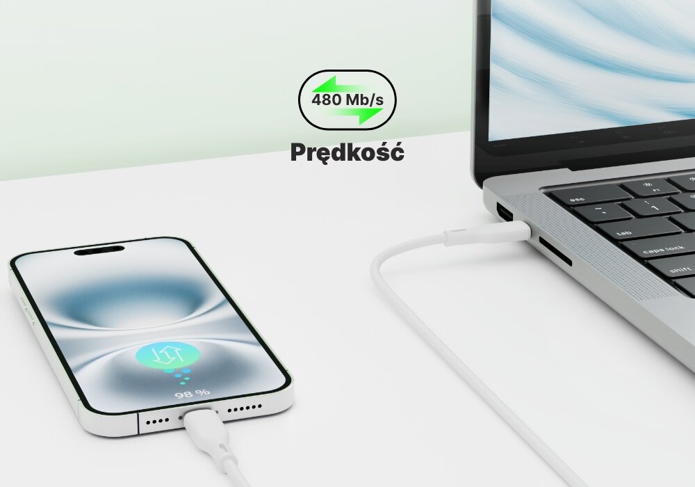 Kabel USB-C - USB-C QUALO Recycling w laptopie