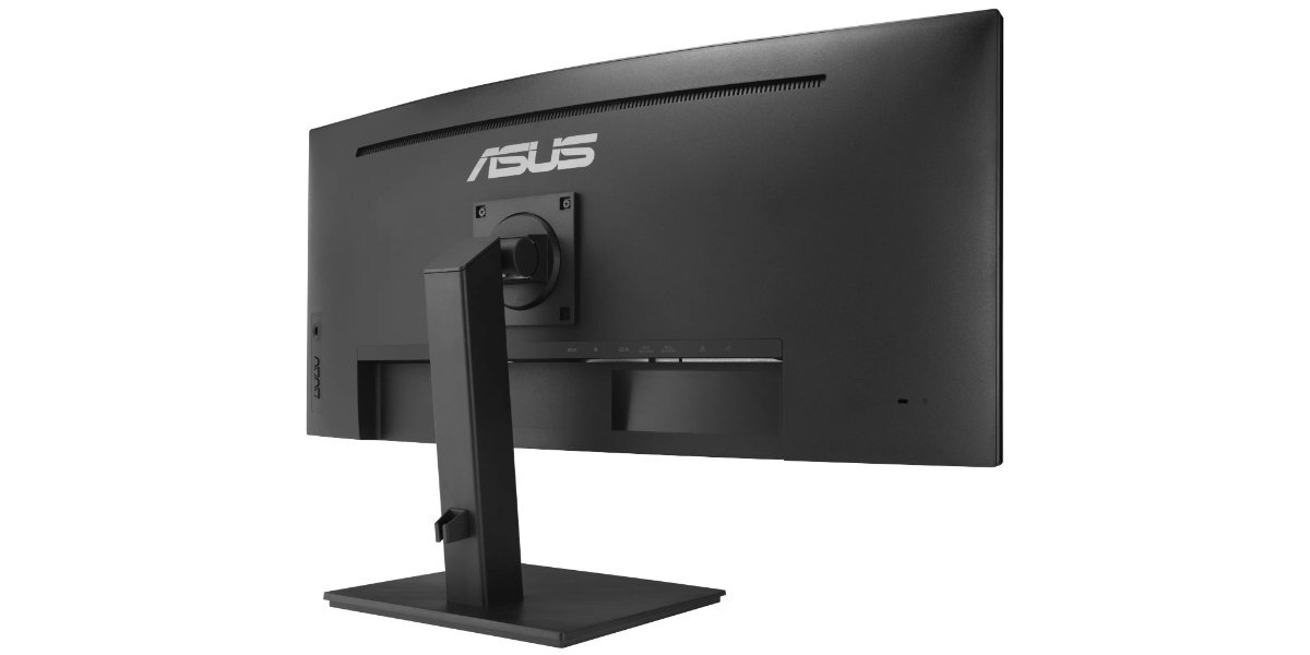 Monitor ASUS VA34VCPSR na białym tle - tył obudowy monitora.