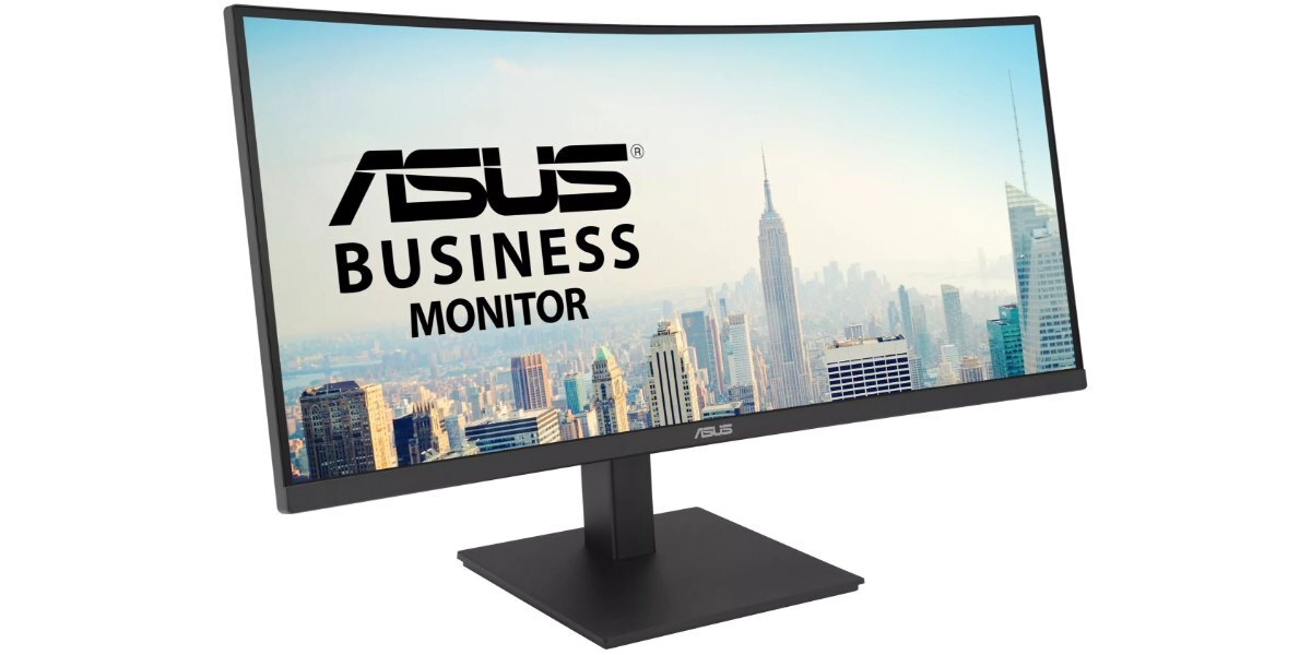 Monitor ASUS VA34VCPSR na białym tle.