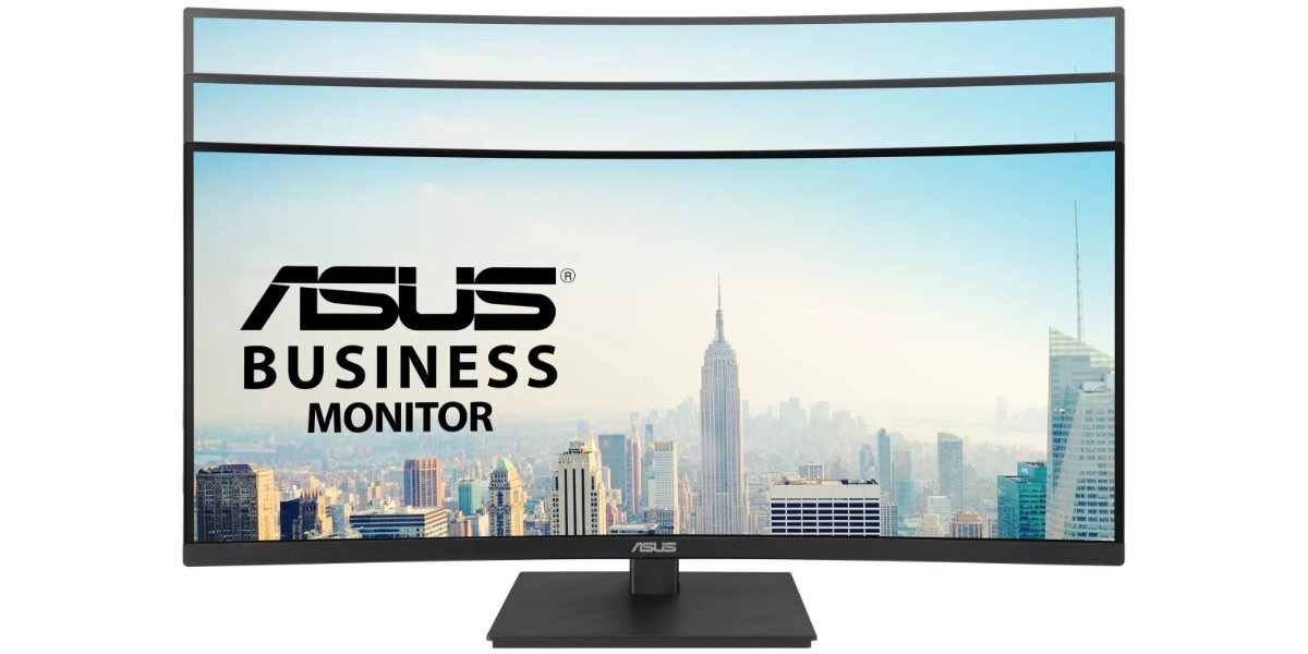 Monitor ASUS VA34VCPSR na białym tle.