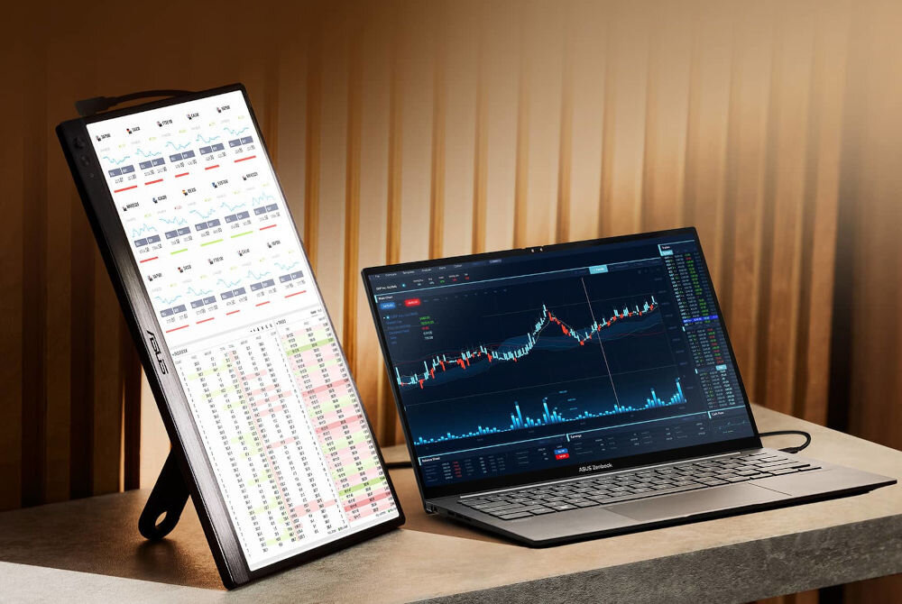 Monitor ASUS ZenScreen MB169CK 15.6 1920x1080px IPS 5 ms [GTG] oprogramowanie DisplayWidget Center tryb poziomy tryb pionowy monitor podłączony do laptopa w pozycji pionowej