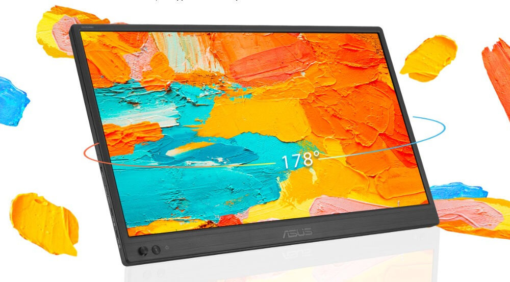 Monitor ASUS ZenScreen MB169CK 15.6 1920x1080px IPS 5 ms [GTG] IPS Full HD 1920 × 1080 kąt widzenia 178°/178 powłoka anti-glare czas reakcji 5 ms wizualizacja kątu widzenia 178 stopni