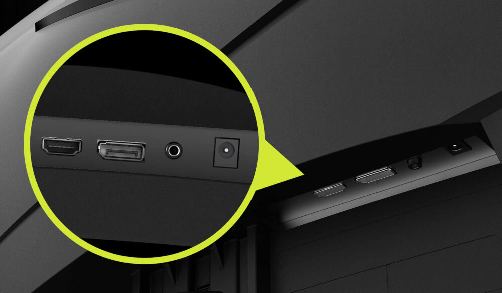 Monitor MSI MAG 244C 23.6 cala 1920x1080px 180Hz 1 ms [MPRT] Curved zbliżenie na złącza różne urządzenia wygoda elastyczność