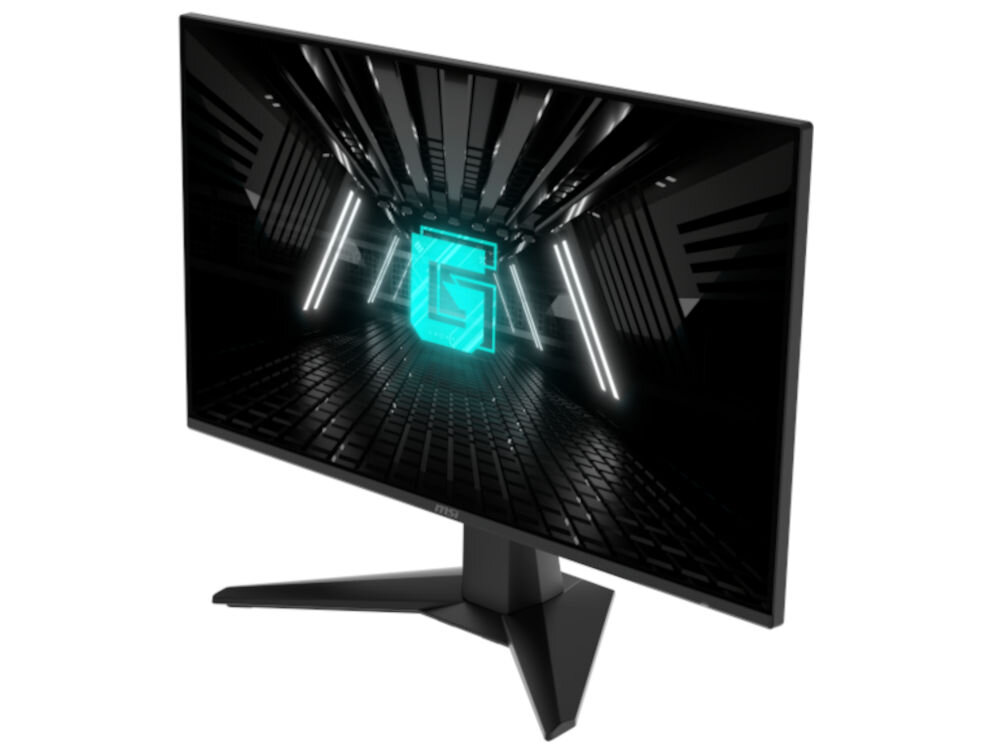 Monitor MSI G242L 23.8 cala 1920x1080 IPS 144Hz 1ms [MPRT] prezentacja monitora na białym tle pod kątem od przodu HDR Ready wyświetlanie detali w ciemnych i jasnych obszarach obrazu obsługa 16,7 miliona kolorów 6-bit + FRC sRGB 111% współczynnik kontrastu statycznego 1500:1 dynamiczny 100000000:1 szeroki zakres wyświetlania barw