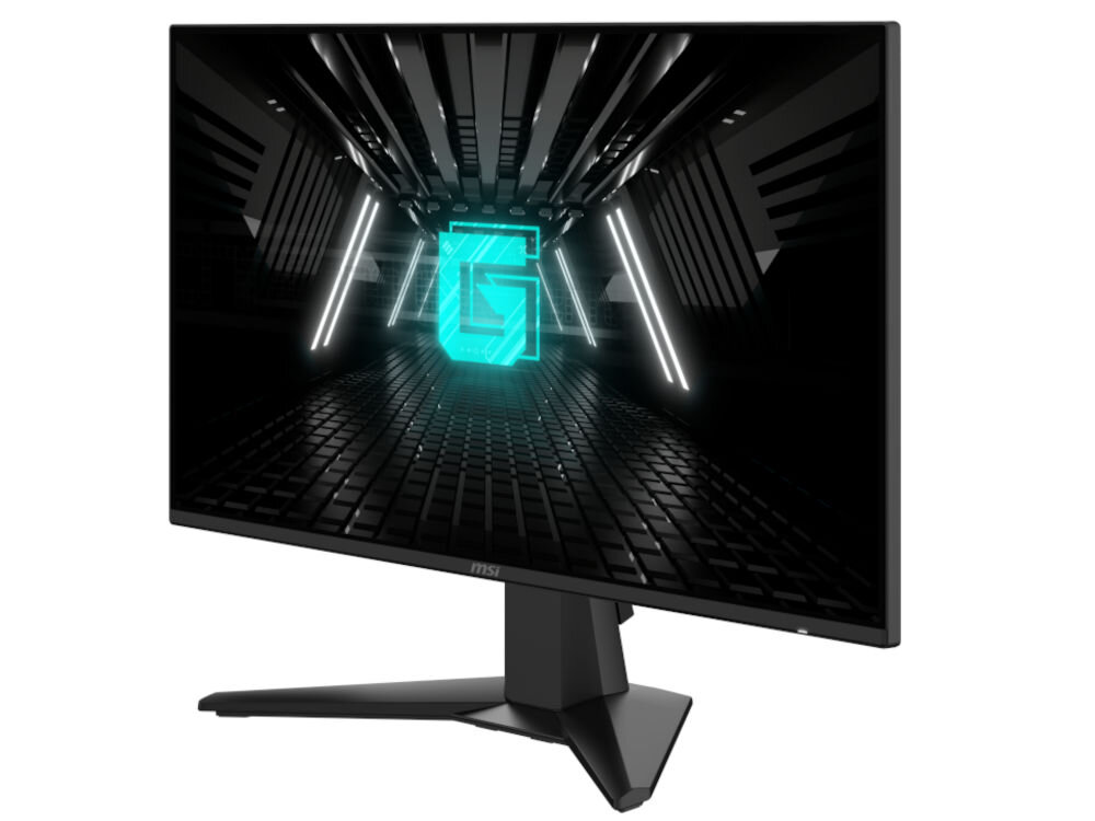 Monitor MSI G242L 23.8 cala 1920x1080 IPS 144Hz 1ms [MPRT] prezentacja monitora na białym tle pod kątem od przodu Less Blue Light redukcja emisji niebieskiego światła tryb przyjazny dla wzroku wygoda codziennego użytkowania