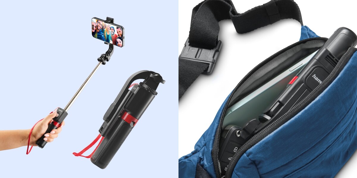 Uchwyt selfie HAMA Fancy Stand 70 II Wygodne 2w1 złożony schowany do niewielkiej torby nerki