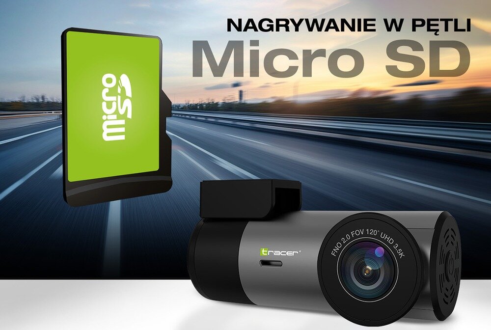 Wideorejestrator TRACER Snap 3.5S-WF z drogą w tle
