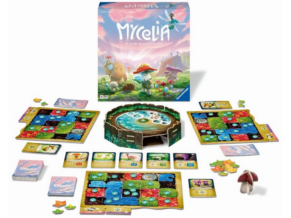 Gra planszowa RAVENSBURGER Mycelia 22898 elementy zestawu karty elementy gry kostka instrukcja