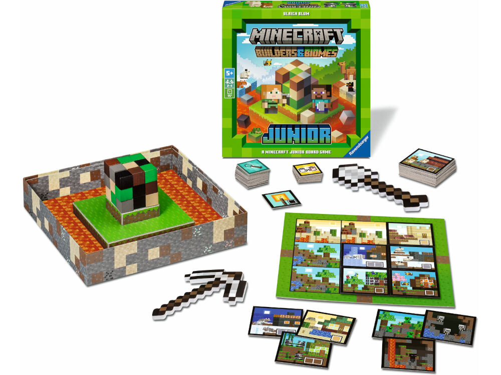 Gra planszowa RAVENSBURGER Minecraft Builders & Biomes Junior 24688 elementy zestawu karty elementy gry kostka instrukcja