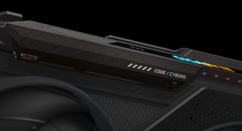 Karta graficzna GIGABYTE GeForce RTX 5080 Gaming OC 16GB Widok tyłu karty z podświetlonymi otworami wentylacyjnymi, podkreślającymi system chłodzenia