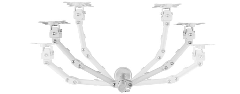 Uchwyt do monitora ONE FOR ALL DM2220 13-32 cali Biały prezentacja możliwej regulacji obrót 360°, regulacja monitora, kąt widzenia, wysokość ekranu