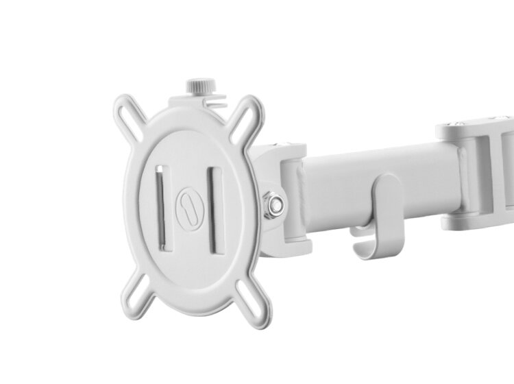 Uchwyt do monitora ONE FOR ALL DM2220 13-32 cali Biały zbliżenie na miejsce mocowania monitora VESA 100 x 100, 75 x 75, montaż 13-32 cale, udźwig 8 kg, prosta instalacja