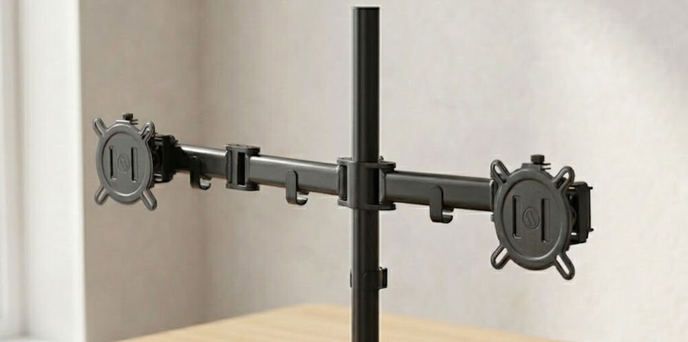 Uchwyt do monitora ONE FOR ALL DM2210 13-32 cali Czarny uchwyt zamontowany na biurku w pokoju