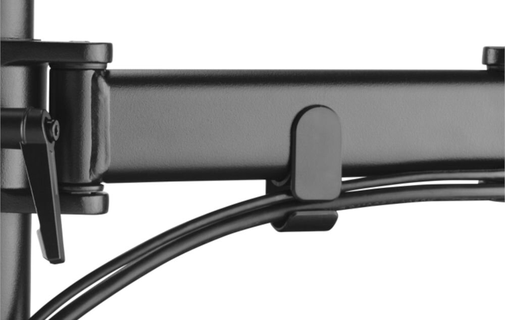 Uchwyt do monitora ONE FOR ALL DM2210 13-32 cali Czarny zbliżenie na system prowadzenia przewodów ukrywanie kabli, porządek na biurku, system prowadzenia przewodów, estetyka pracy