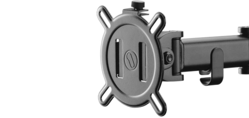 Uchwyt do monitora ONE FOR ALL DM2210 13-32 cali Czarny zbliżenie na miejsce mocowania monitora VESA 100 x 100, 75 x 75, montaż 13-32 cale, udźwig 8 kg, prosta instalacja