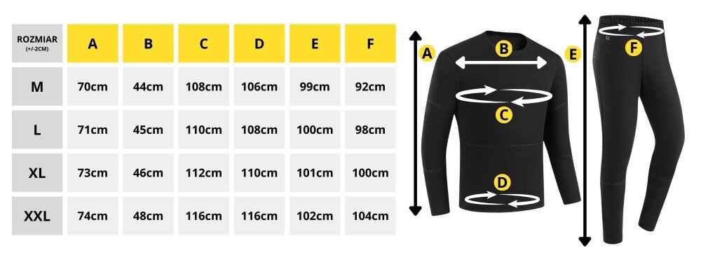 Bielizna podgrzewana MISSION AIR E-Underwear Men Set (rozmiar XL) Czarny + 2 x Powerbank