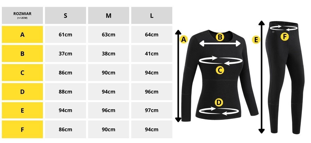 Bielizna podgrzewana MISSION AIR E-Underwear Women Set (rozmiar M) Czarny + 2 x Powerbank