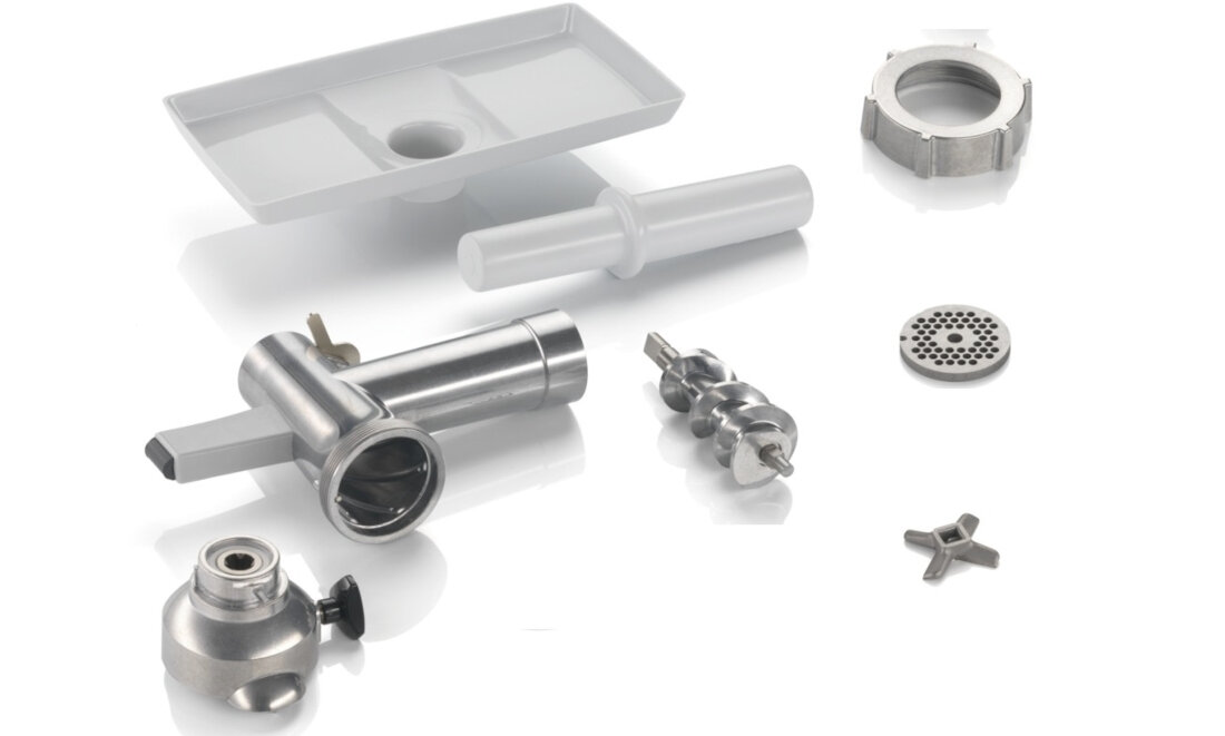 Przystawka BOSCH MUZ8FA1 wyposazenie zestaw komplet akcesoria sitko noz tacka popychacz uzytkowanie