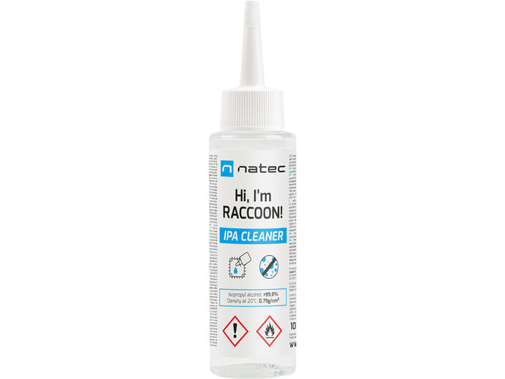 NATEC Raccoon Ipa Cleaner Alkohol izopropylowy 100 ml
wysoka czystość min. 99%, nie pozostawia smug i szybko odparowuje, bezpieczny dla delikatnych elementów,
produkt na białym tle