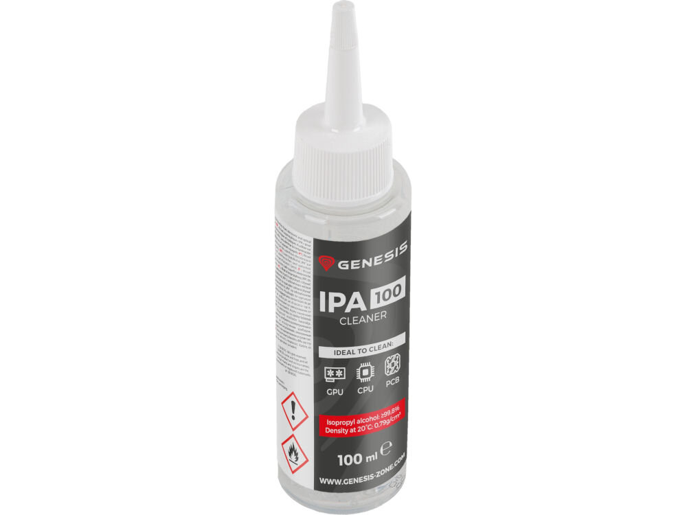 Płyn do odtłuszczania NATEC Genesis Ipa 100 Cleaner Alkohol izopropylowy 100 ml
sposób użycia, przeznaczony do zastosowań profesjonalnych, możliwość spryskania bezpośredniego, możliwość użycia za pomocą ściereczki bezpyłowej,
produkt na białym tle