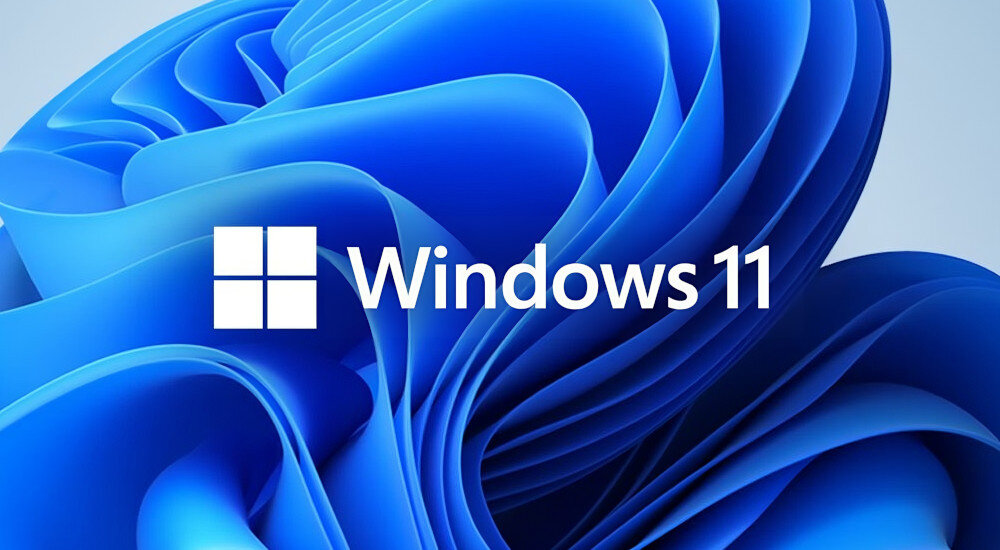 Komputer MAD DOG BQ501AIRFLOW-A01WB32WP napis Windows 11, w tle grafika z motywem niebieskich fal system funkcje narzędzia