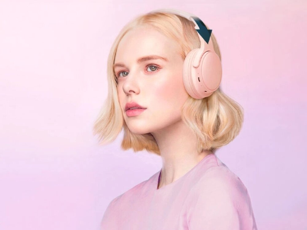 Słuchawki nauszne CANYON OnRiff 4 kobieta z sluchawkami na uszach, waga wygoda, 