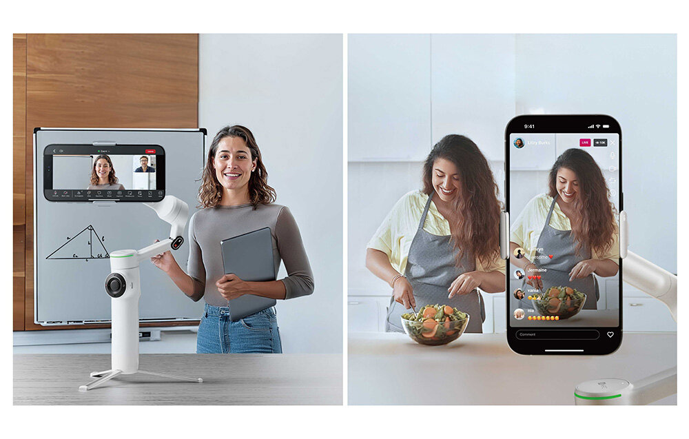 Gimbal INSTA360 Flow 2 Pro dwa przykłady nagrywania siebie