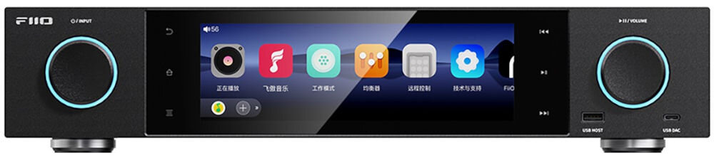 Streamer odtwarzacz sieciowy FIIO S15 procesor Snapdragon 660 Bluetooth LDAC aptX Adaptive, odtwarzacz od przodu na białym tle