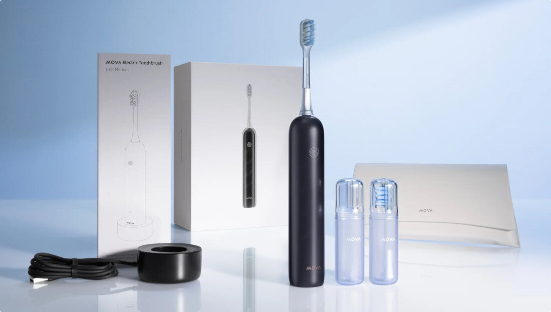 Szczoteczka soniczna DREAME Mova Fresh Pro Czarny zestaw akcesoria komplet wyposażenie