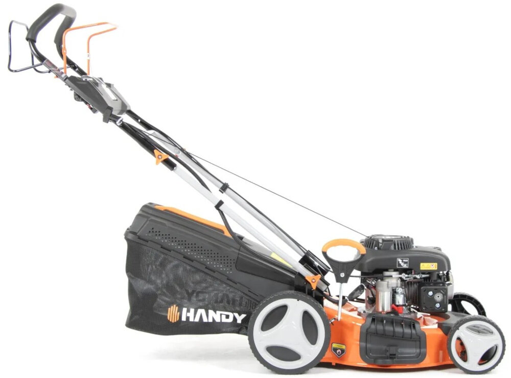 Kosiarka spalinowa HANDY DK46N150E z napędem 460 mm 2.7 kW kosiarka widoczna z boku noże wykonane z wysokiej jakości stali duża trwałość odporność na stępienie specjalne wyprofilowanie ostrzy skuteczne i równe cięcie